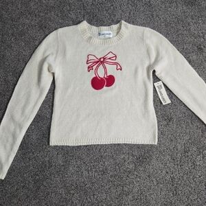 Brooks Brothers Cream Crew Neck Sweater with Red Cherry Motif
